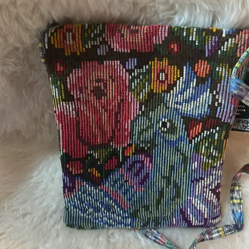 Unique Batik Embroidered Floral Crossbody Bag Red