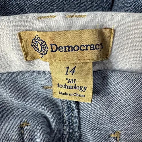 Democracy SZ 14 "Ab"technology Wide Leg Jeans Stretch Frayed Hem Hi-Rise Pockets