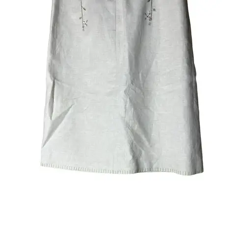BCBG Max Azria Vintage Linen Blend Embroidered Floral Skirt Size 4
