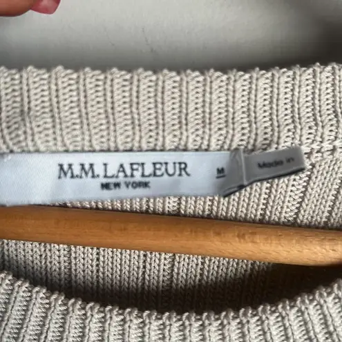 MM.LaFleur M The Hayden Dress Geo Micro Knit Ribbed Cotton Dress Sea Salt