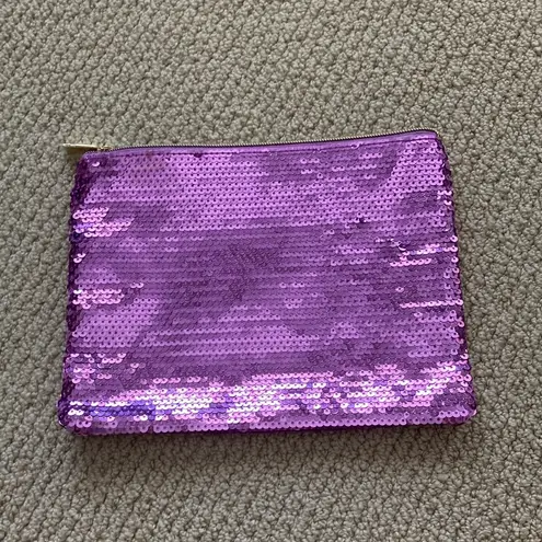 Tarte Sequin Flamingo Pink Purple Sequin Cosmetics Case Makeup Bag Like New
