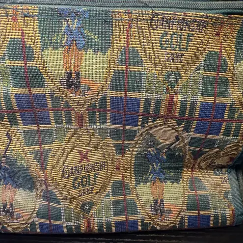 VTG 90s Tapestry Golf Tournament Tote Bag & Coin Purse Pouch Plaid Large Purse Green