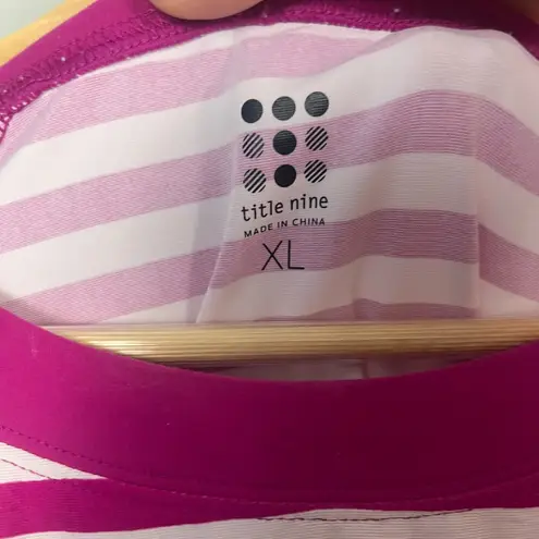 Title Nine Swim Shirt Women's XL Floral Striped Long Sleeve Rash Guard Zip