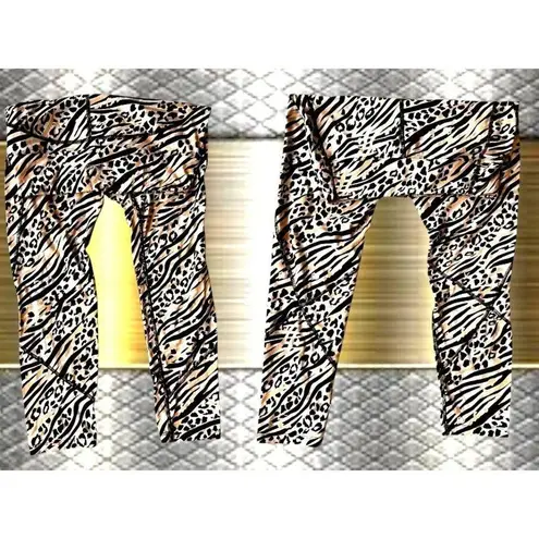 Victorias Secret Pink Sport Leggings Large Logo Leopard Print Cheetah Print Yoga Tan Size undefined