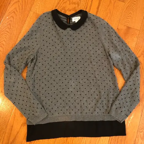 Elle Polka Dot Sweater w/ Peter Pan Collar | Women’s Large | Preppy Retro Knit