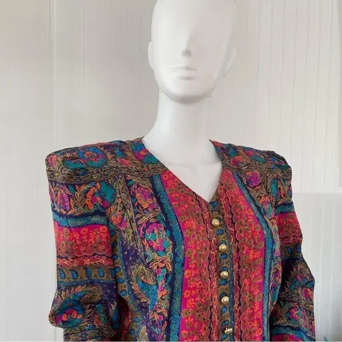 Lady Carol Petites Vintage Paisley Shoulder Pad Skirt Suit Set 14 Red