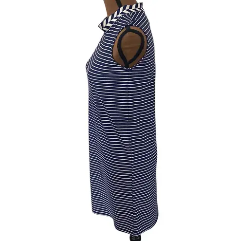 Jude Connally Chelsea striped shift dress with contrast Mockneck collar size XS