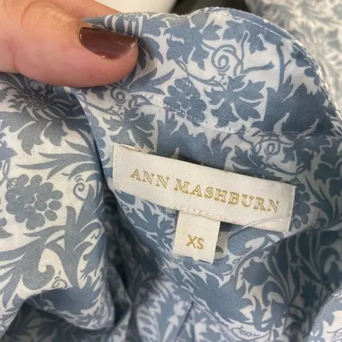 Ann Mashburn Blue Floral Poplin Tie Tunic