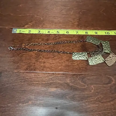 Multi Layered Necklace With Brass, Copper, and Gold Color Hammered Plates