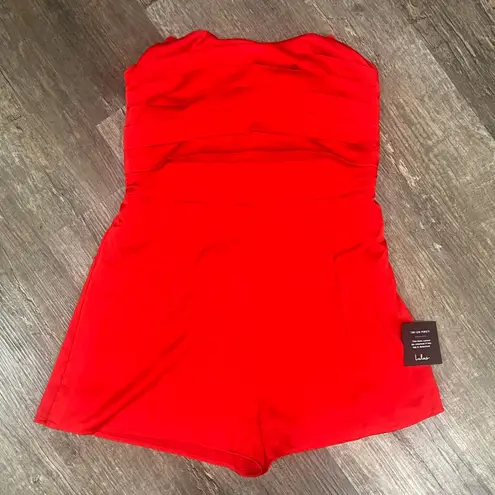 Lulus FINAL PRICE NWT  Living for the Present Red Satin Strapless Romper
