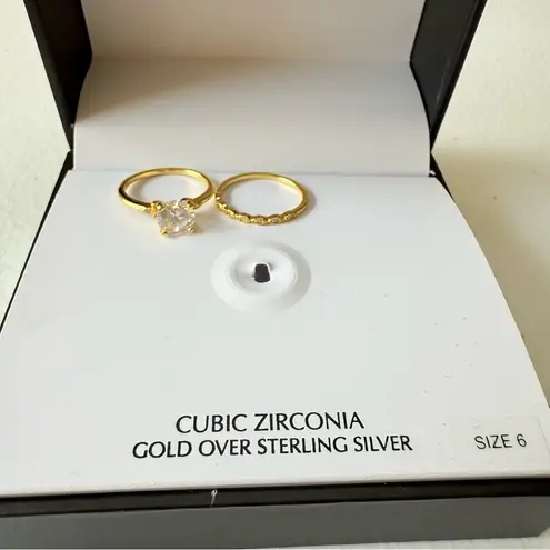 Giani Bernini NWT Gold over Sterling Silver Cubic Zirconia Ring Set size 6