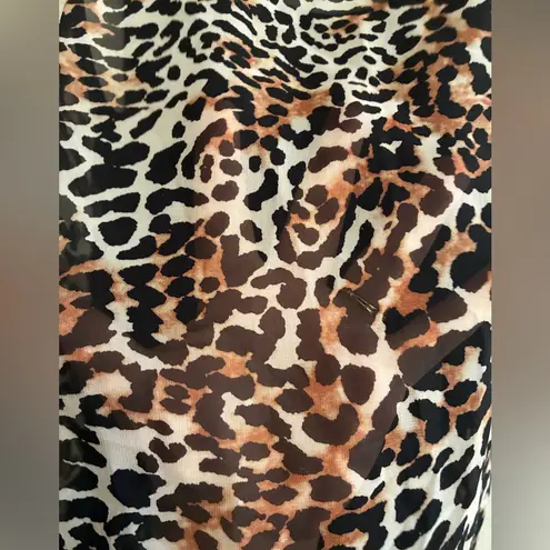 Ocasion High Low Black Righstones Heart Leopard Sheer Contrast Tunic Top S