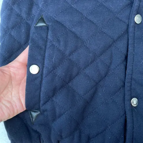 Yoki New York Navy Blue Quilted Hoodie Vest Jacket