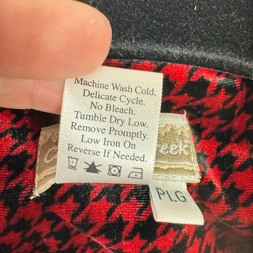 Coldwater Creek Vintage Red Black Houndstooth Velvet Duster Long Line Cardi PL