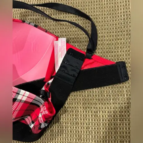 PINK - Victoria's Secret PINK by VS Wear Everywhere Wireless Lightly Lined Bra size 34DD red plaid