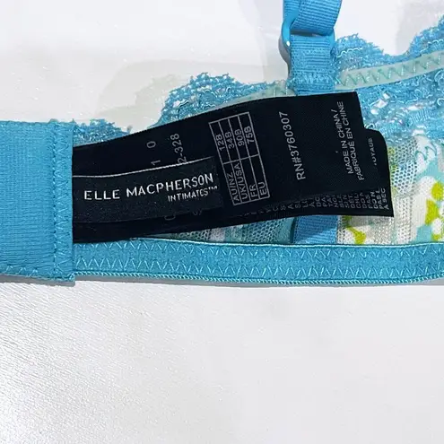 NEW Elle MacPherson 34B Sheer Ribbons Contour Bra Lace Underwire Blue Print Bow Size undefined