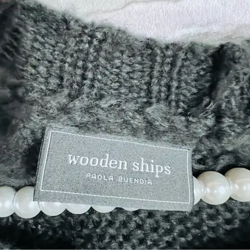 Wooden Ships Charcoal Gray Sweater with Camo Blue Star Size S/M