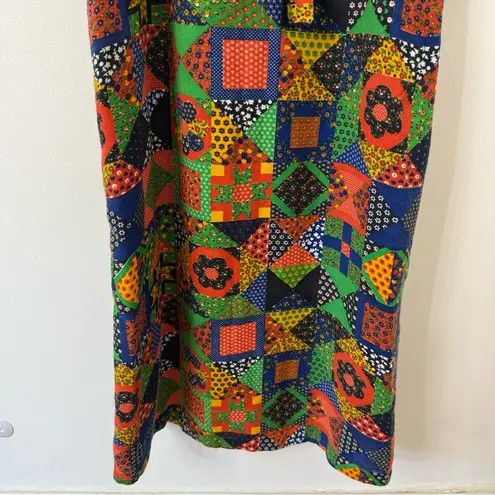 Vintage 60s Loungecraft Patchwork Maxi Dress Union Made Green Size undefined