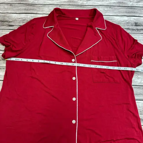 Unbranded Women's Pajama PJ Set XL Extra Large Wine Red Maroon White Sleepwear