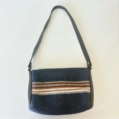 El Paso Blue Wool Shoulder Bag Southwestern Native Festival Aztec Purse 10”x7.5”