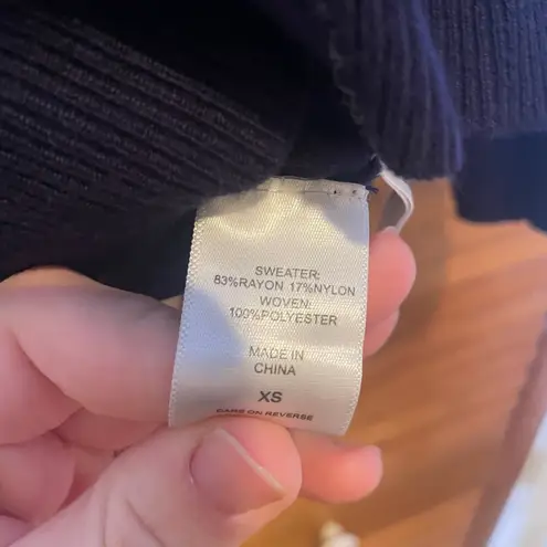 7th Ave New York & Company Women’s Navy Blue Tweed Preppy Sweater Sz XS