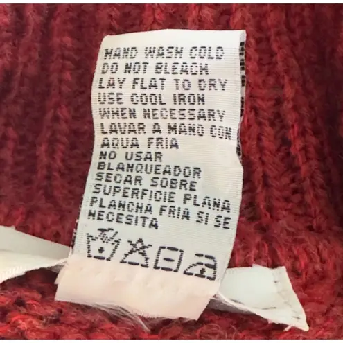 Red Knit Sweater Quarter Zip Pullover Collared Long Sleeve