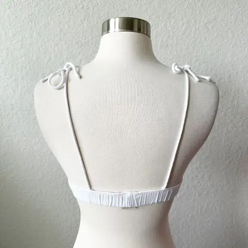 437  White Tie Shoulder Bikini Top