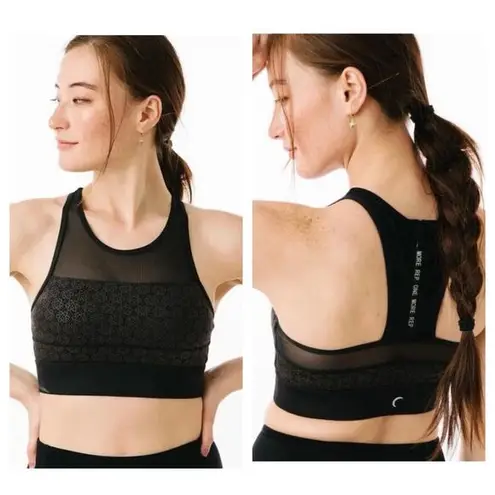 Zyia Black Flower All Star Sports Bra S