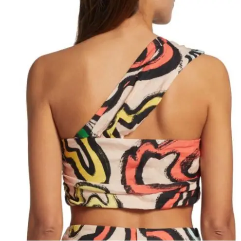 Simon Miller Lala Island Print Twist Linen Crop Top Sz 6 NWT Green