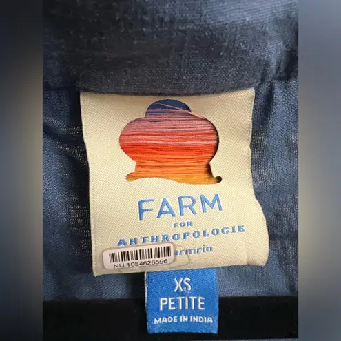 Farm Rio  $320 Flounce Long Sleeve Embroidered Maxi Dress Blue White Linen Blend