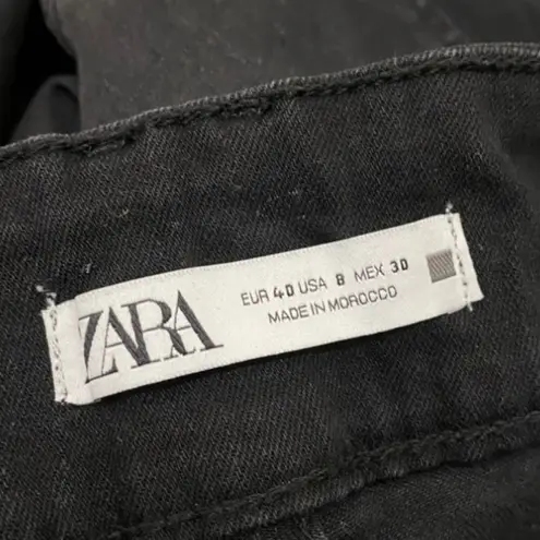 ZARA  High Waist Stretch Black Capri Denim Jeans 8