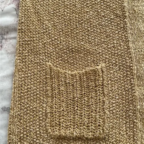 margaret o'leary Margaret O’Leary gold tan knit shirt sleeve cardigan with pockets, size L boho