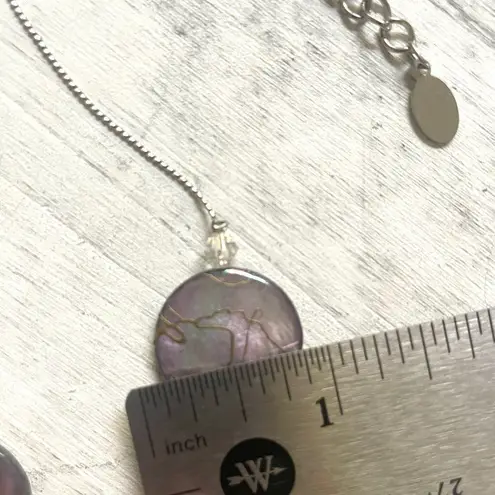 Silver tone abalone disc necklace