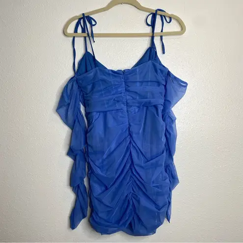 Oh Polly NWT  AMIENS TIE MESH MINI DRESS IN BLUE size 8