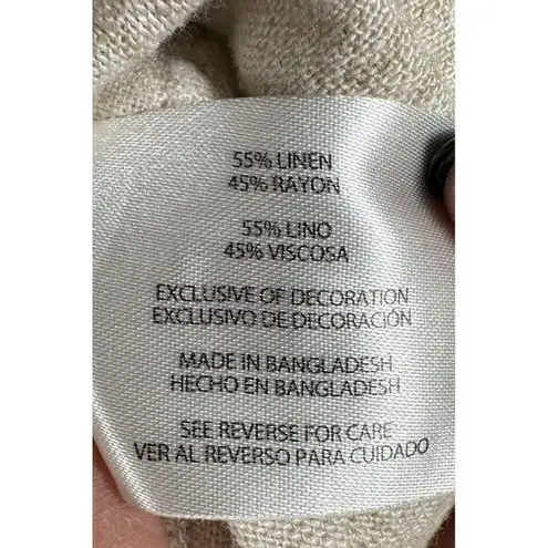 Orvis New Women's Taupe Tan Stripe Linen Button Down Shirt Size Small