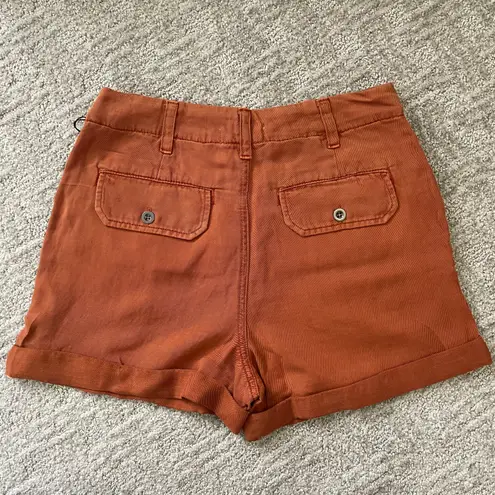 Bella Dahl New Rolled Hem Utility Short Sedona Linen Blend Warm Henna Size 26