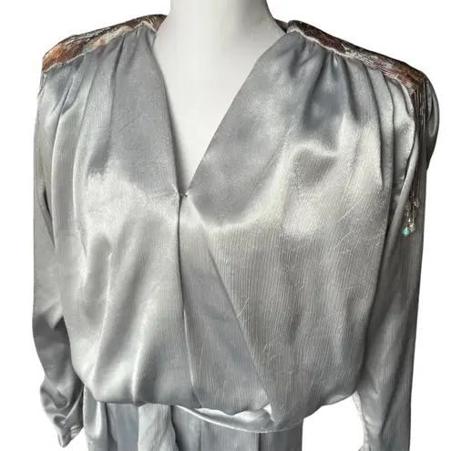 Vintage 80s Silver Beaded Jumpsuit size 8