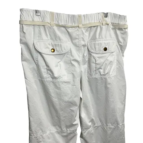Pilcro Utility Cargo Pants Large White Drawstring Waist Cropped Leg