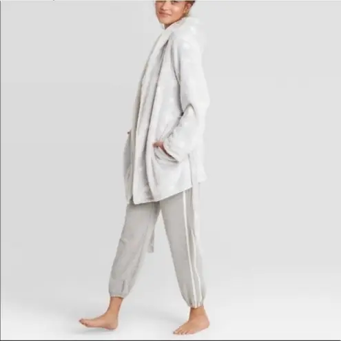 Women's Star Print Cozy Robe with belt Gray XS/S Target Size undefined