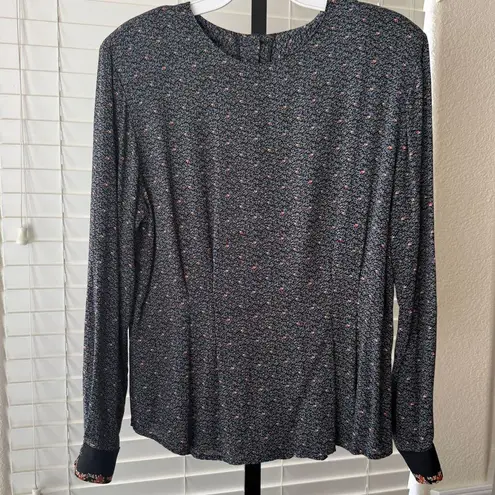 Vintage Floral Blouse Cottage Soft Modest Feminine Retro Layering Dark Academia Gray Size 10