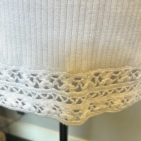 J. Jill 2 Piece Set Matching Cardigan Tank Top Sweater Open Knit Size Medium White