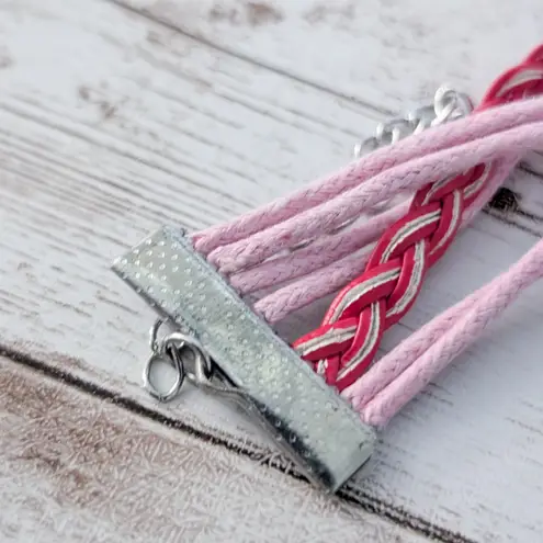 Pink & Red Bracelet with Music, Skull, Tree Charm