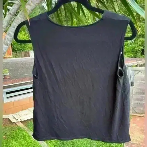 Eileen Fisher  Organic Cotton Blend Black Tank Top XS Extra Small Aztec Western