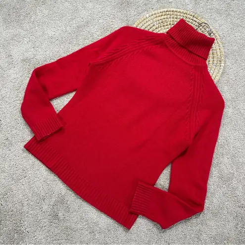 Sutton Studio Women’s 100% Cashmere Turtleneck Sweater Longsleeve in Hot Red L Size L