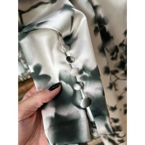 Rotate Birger Christensen Samantha Satin Wrap Dress Sycamore Comb Womens Size 6 Green