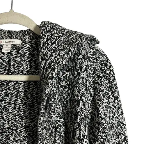 JM Collection Women's M Sweater Button Chunky Knit Cardigan Marled Black White