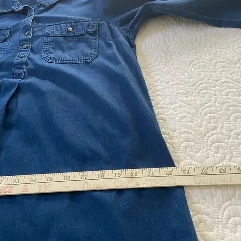 Old Navy  Maternity Indigo Chambray Dress Long Sleeve Button Up Top Size Medium