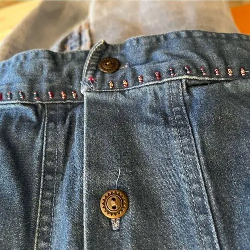 Vintage Alfred Dunner Embroidered Denim Vest Floral Cottagecore Western Sz 14 Blue