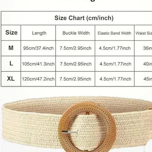 None 4-Pack Retro Color Straw Woven Belts QP2286 NWT L