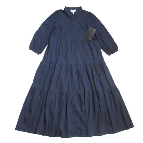 NWT Tuckernuck POMANDER PLACE Mabel in Navy Blue Cotton Maxi Dress M Size M